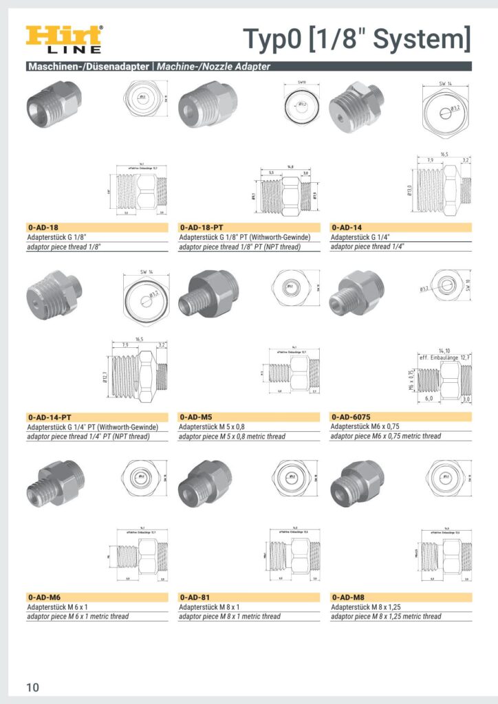 Hirt-Line Maschinenadapter Anschlussaadapter TYP-0 1/8"