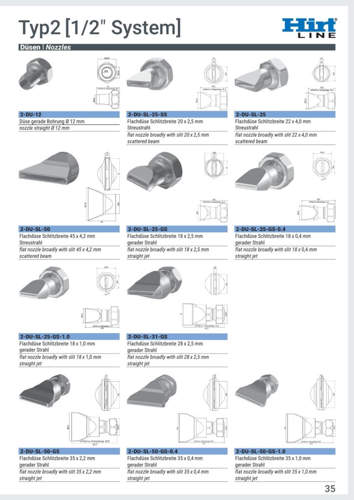 Hirt-Line Düsen Runddüsen Flachdüsen TYP-2 1/2"