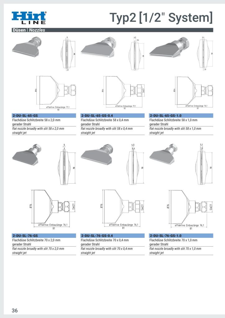 Hirt-Line Düsen Runddüsen Flachdüsen TYP-2 1/2"