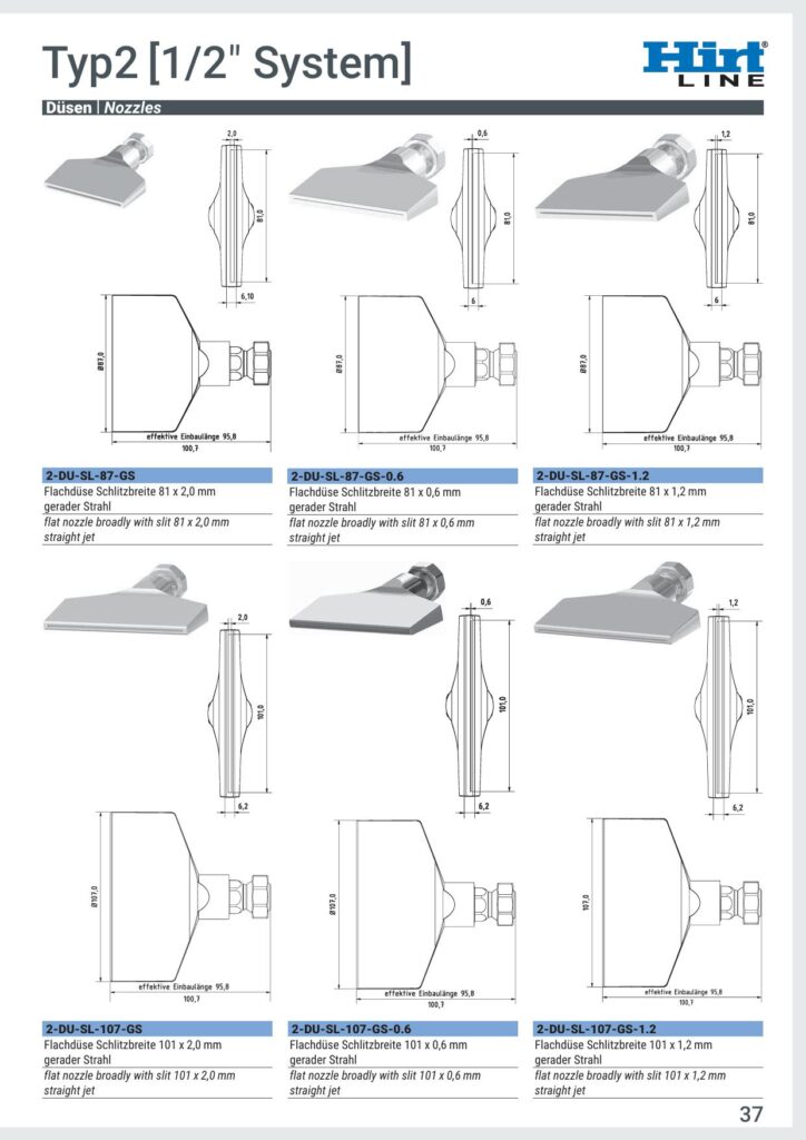 Hirt-Line Düsen Runddüsen Flachdüsen TYP-2 1/2"