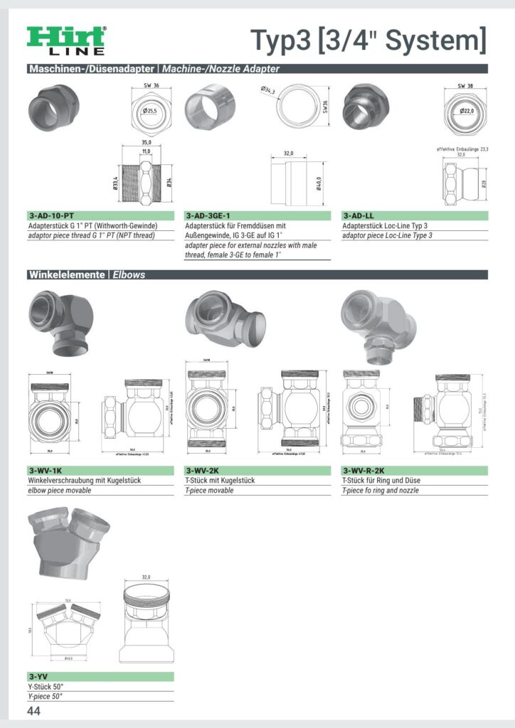 Hirt-Line Maschinenadapter Anschlussadapter TYP-3 3/4"