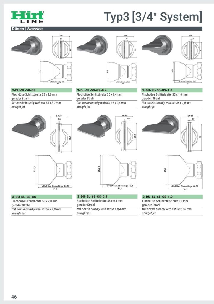 Hirt-Line Düsen Runddüsen Flachdüsen  TYP-3 3/4"