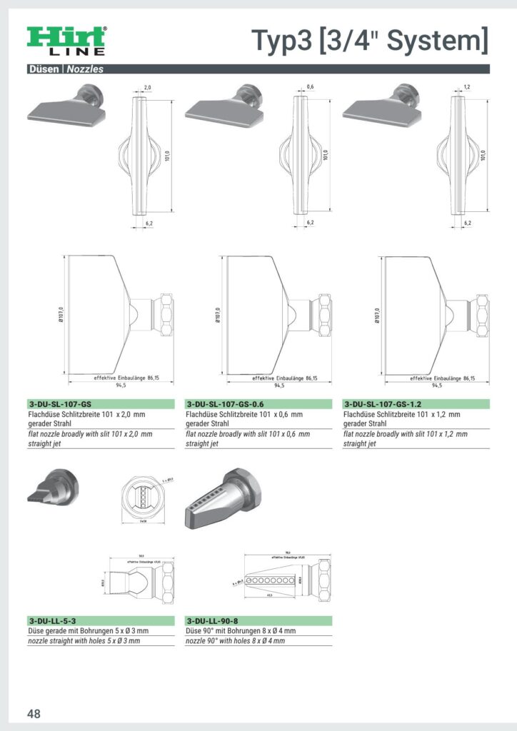 Hirt-Line Düsen Runddüsen Flachdüsen  TYP-3 3/4"