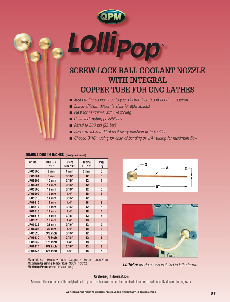 Lollipop kugeldüse kupferrohr